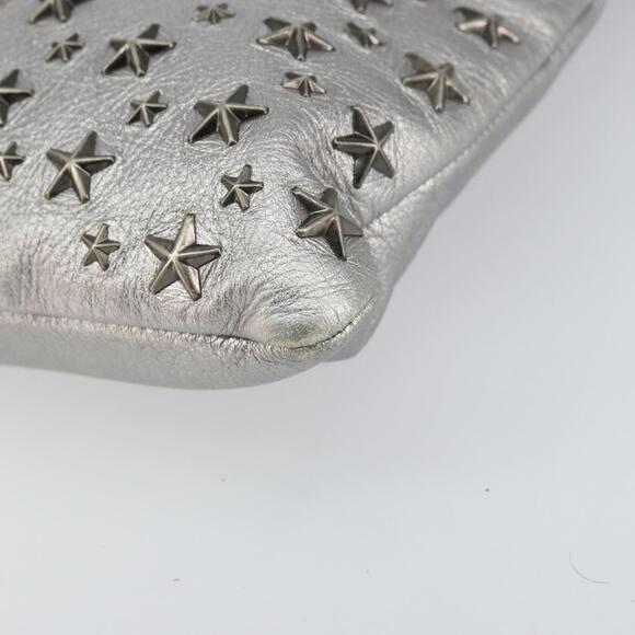 Jimmy Choo Studs Clutch Bag Leather Silver Auth 160738 - Picture 7 of 16